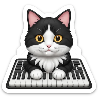 black and white cat laying on keyboard sticker