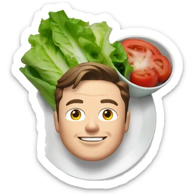 elon musk with he plate of salad sticker