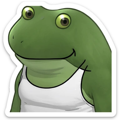 bufo frog with a white tank top meme style sticker