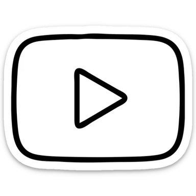 YouTube logo, rounded rectangle with play button in the center sticker