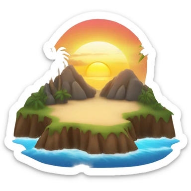 Tropical island with sunset sticker