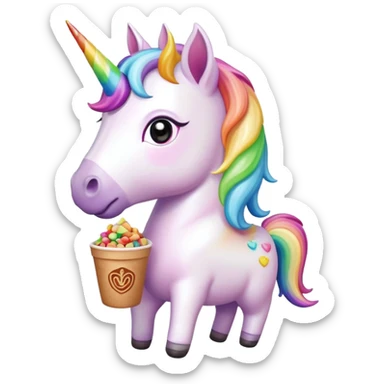 Rainbow unicorn with chipotle in its hand sticker