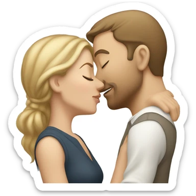 A white woman kisses a white man's forehead.
 sticker