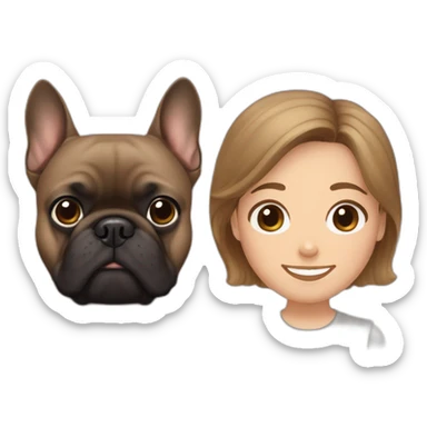 black french bulldog and a man with brown hair and a brown beard with his wife with brownish blonde hair sticker