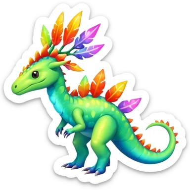 Shiny Exotic Colorful Meganium-Amaura-Aurorus-Fakémon-hybrid-creature (full body)  sticker