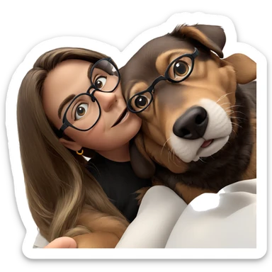 girl with dog and glasses sticker