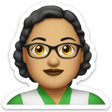 mexican chubby lady green apron  with glasses cooking tacos sticker