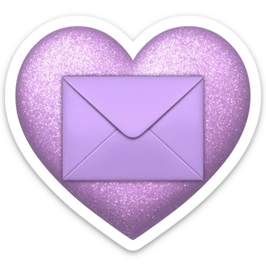 a closed pastel lavender floral heart shiny sparkly glittery aesthetic romantic vintage envelope  sticker