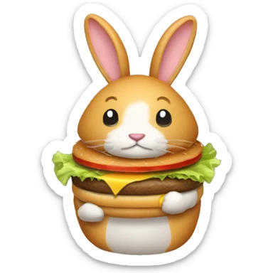 Conejo comiendo hamburguesa sticker