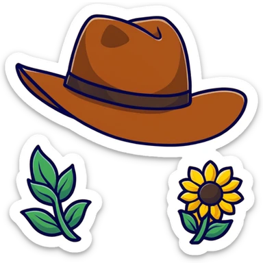 Cowgirl hat with sunflowers, western style hat with yellow flowers sticker