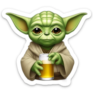 Yoda qui bois une bière sticker