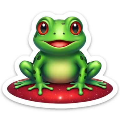 Frog Happy Cute Red Glitter Space sticker