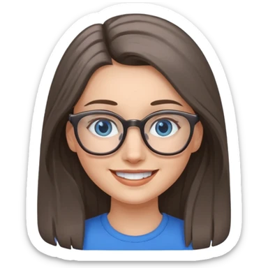 Long Grey and brown haired emoji with blue eyes and glasses female young  sticker