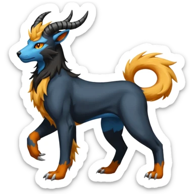 Long-ram-horned Manectric-Houndoom-Luxray-Bobcat-Fakémon-fusion-animal-creature, full body  sticker