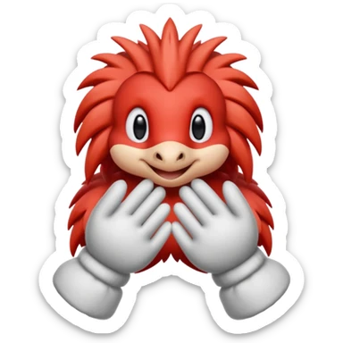 knuckles a red animal with peach arms and white mittens that have no fingers , he’s a echidna with red eyes sticker
