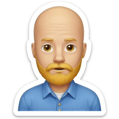 bald man with long yellow beard and shirts sticker