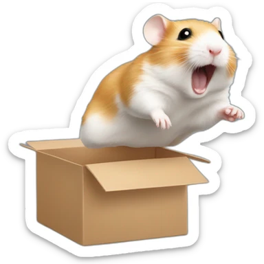 hamster jumping out of a box sticker
