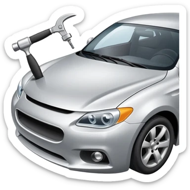car with a small dent being fixed sticker