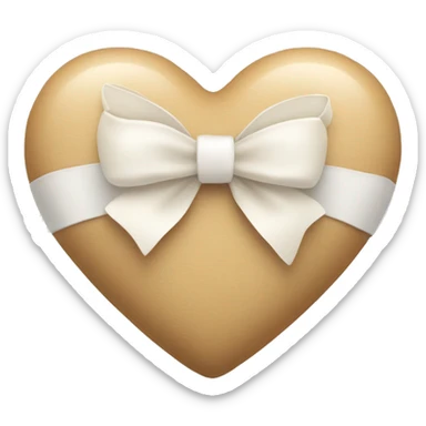 beige heart with white bow sticker