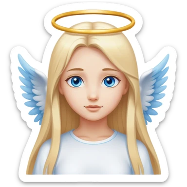 Straight long blonde hair and blue eyes girl angel sticker