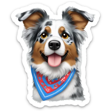 a blue merle aussie in a bandana sticker