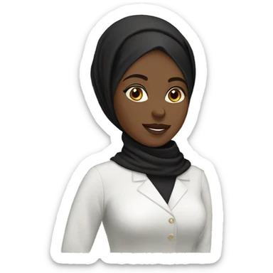 Interior Designer women with black hijab, natural undertone,  white dress sticker