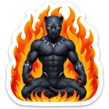 Black panther in front of fire sticker