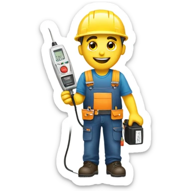electrician holding a voltage tester sticker