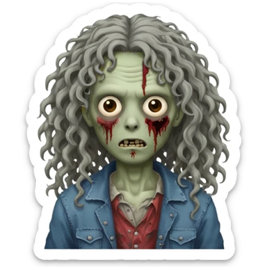 long curly haired zombie sticker