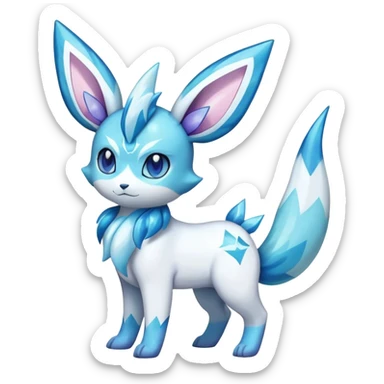 Shiny Cool Sparkly Cute Ethereal Glaceon-Sylveon-Vaporeon-Fakemon-hybrid-fusion- full body sticker