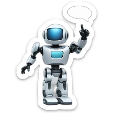 robot pointing to the sky above sticker