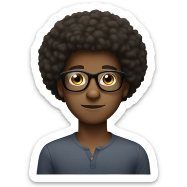 Cute medium skinned black man with Afro and round glasses  sticker