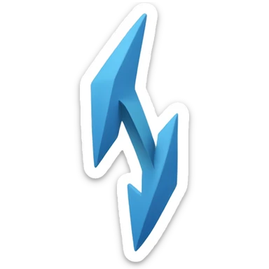 a blue arrow that has one root but divides into three different ends sticker