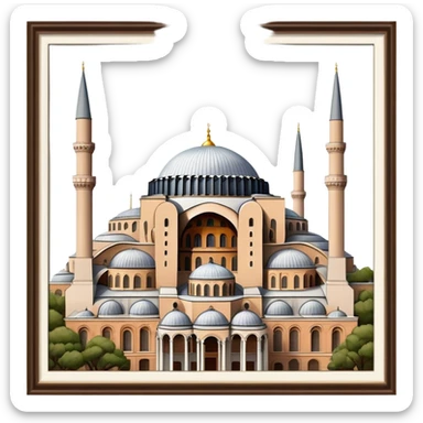 Cinematic Realistic Hagia Sophia Landmark Emoji, depicted with the majestic historic architecture rendered with intricate detail and dramatic, timeless lighting. sticker