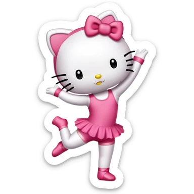 Hello Kitty in a leotard doing a gymnastics walkover sticker