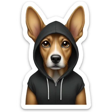 dog listening to music and vibing with a black hoodie on  sticker