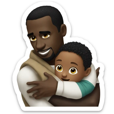 p diddy hugging a little kid sticker