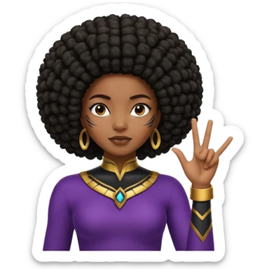 Black girl with Afro doing the wakanda forever gesture sticker