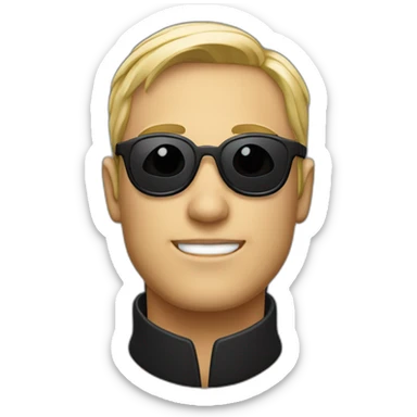 Homme blanc avec col roulé noir et lunettes de soleil noir sticker