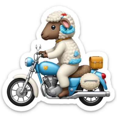 a sheep on a motorbike sticker