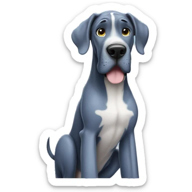 Blue great dane full body HAPPY sticker