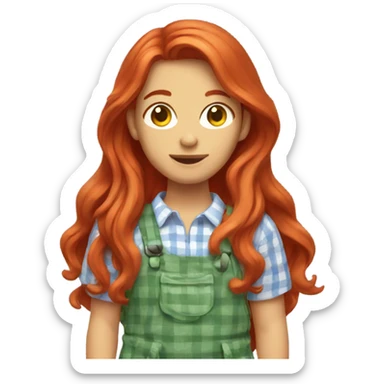 Red head with long hair wearing garden clothes sticker