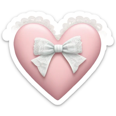 rococo Pastel pink heart with white bow with lace and frills  sticker