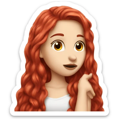 White girl with red long hair sending kiss  sticker