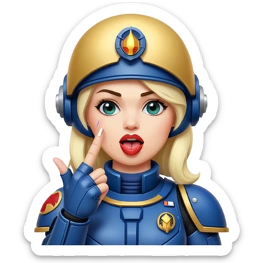 middle finger and face with tongue out woman space marine full body sticker