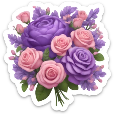Huge purple pastel flower bouquet with different flowers and pink tones and roses sticker