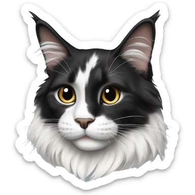black and white maine coon cat sticker