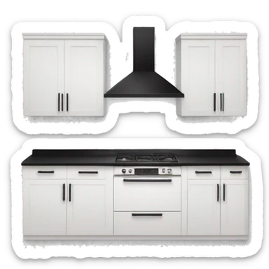 White kitchen with black handles sticker