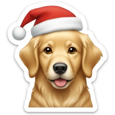 Light Golden retriever in a Christmas hat sticker