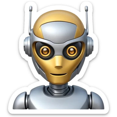 cool and modern robot to represent an AI agent sticker